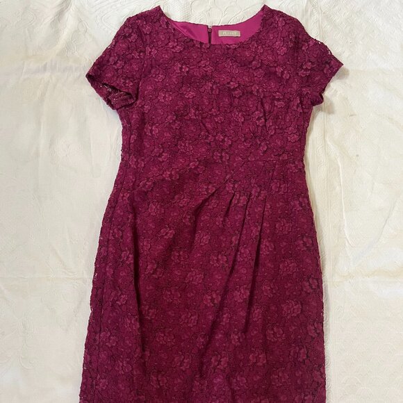 PLANET Womens 12 LACE Plum Purple Lined Party DRESS w zip, short cap sleeve - Picture 7 of 14